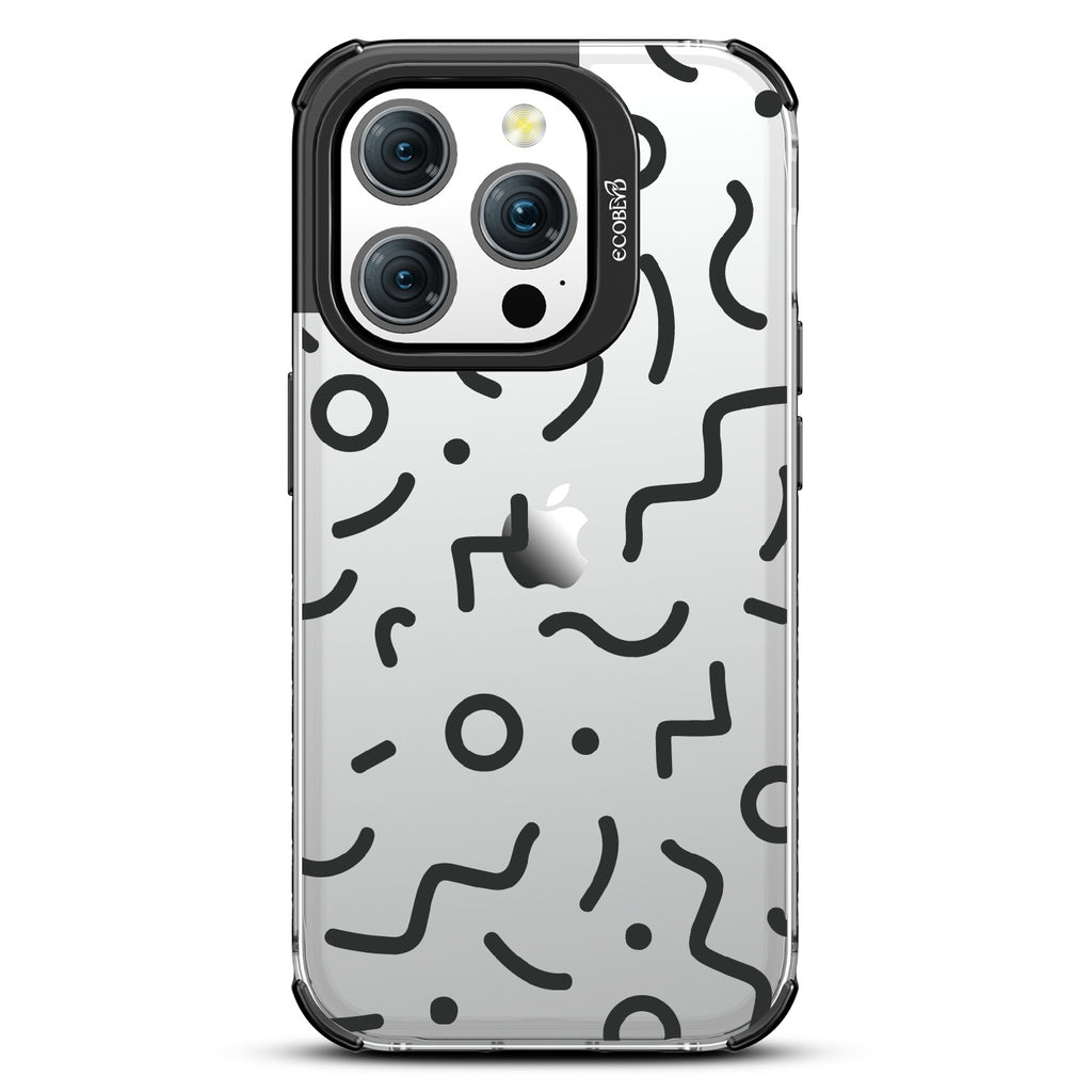 90?€?s Kids - Retro 90's Lines & Squiggles - Eco-Friendly Clear iPhone 15 Pro Case With Black Rim 