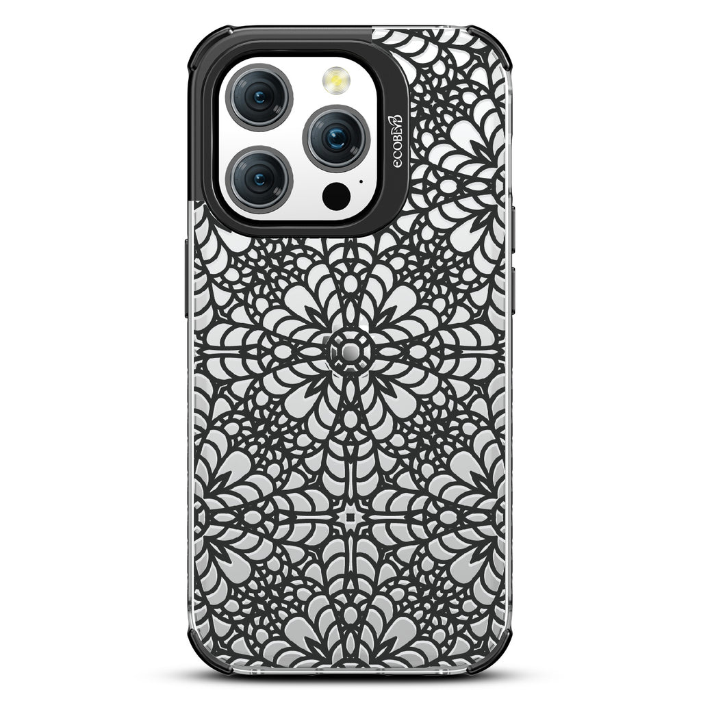 A Lil' Dainty -Intricate Lace Tapestry - Eco-Friendly Clear iPhone 15 Pro Case With Black Rim 