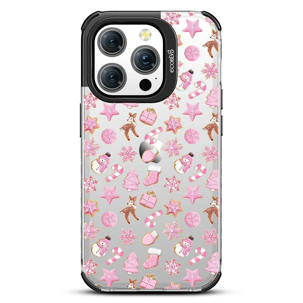 A Sweet Treat - Pink Holiday Cookies - Eco-Friendly Clear iPhone 15 Pro Case With Black Rim