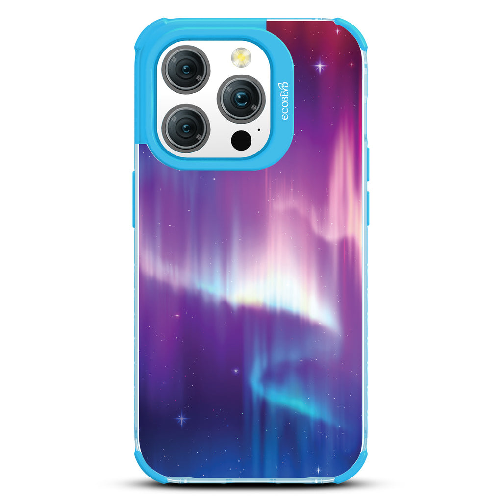 Aurora Borealis - Northern Lights In Night Sky - Eco-Friendly Clear iPhone 15 Pro Case With Blue Rim
