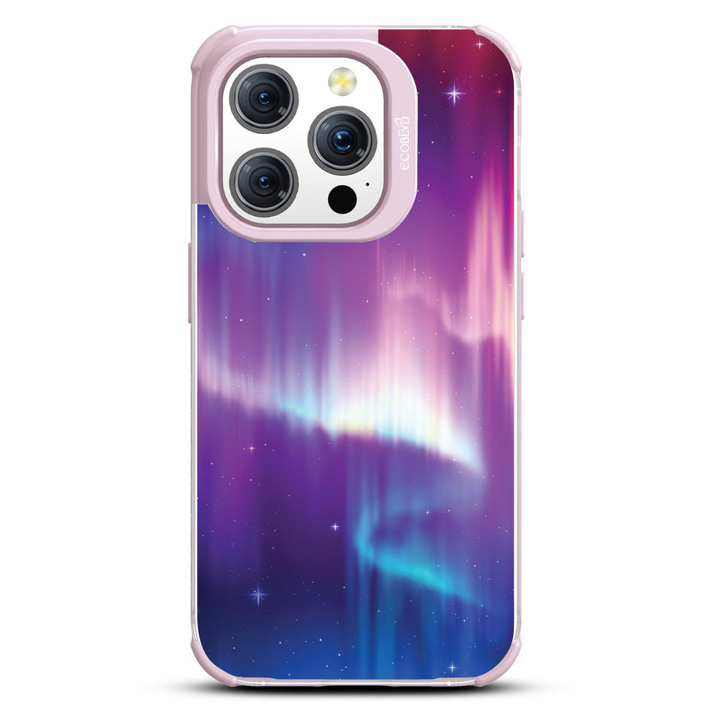 Aurora Borealis - Northern Lights In Night Sky - Eco-Friendly Clear iPhone 15 Pro Case With Pastel Lilac Rim 