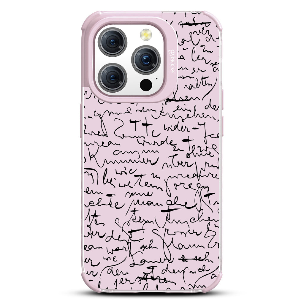Beyond Words - Handwritten Note - Eco-Friendly Clear  iPhone 15 Pro Case With Pastel Lilac Rim 