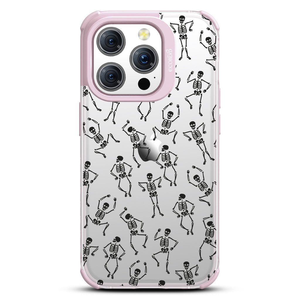 Boogie Man - Dancing Skeletons - Eco-Friendly Clear iPhone 15 Pro Case With Pastel Lilac Rim