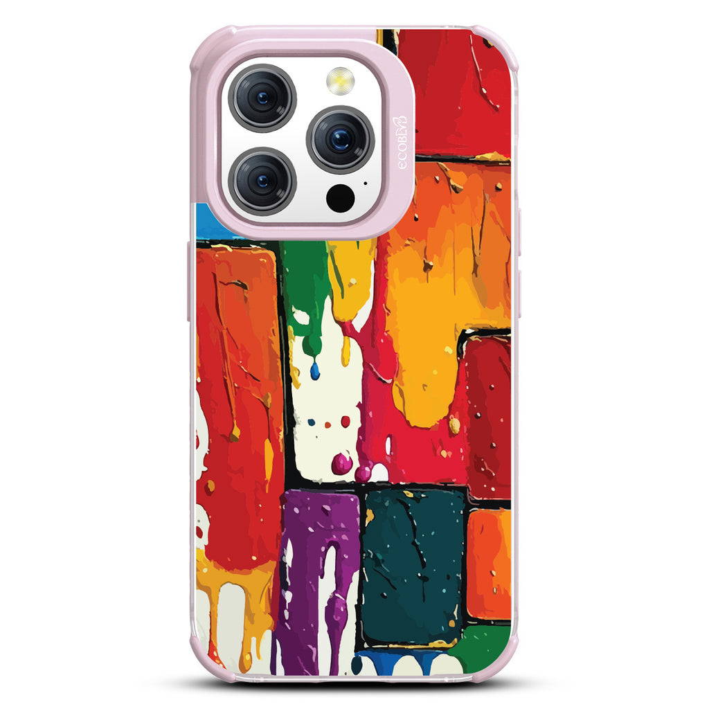 iPhone 15 Pro case, clear eco-friendly phone case with lilac ridges, back view, Color Me Mine design