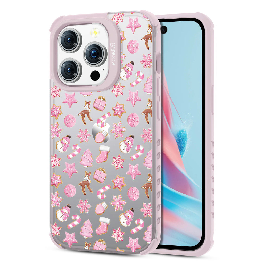A Sweet Treat  - Back View Of Eco-Friendly iPhone 15 Pro Clear Case With Pastel Lilac Rim & Front View Of Screen