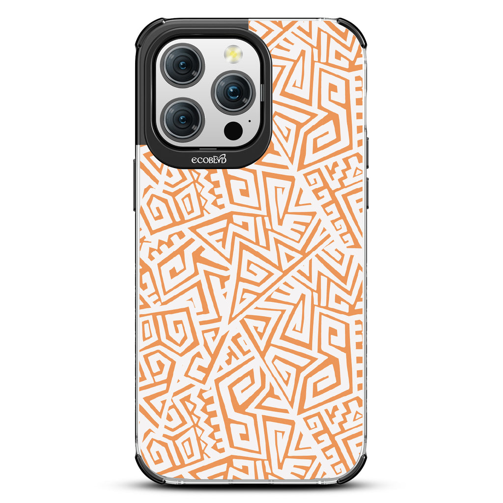 Beyond Borders - Abstract Inca/Kuba/Maori Art  - Eco-Friendly Clear iPhone 15 Pro Max Case With Black Rim 