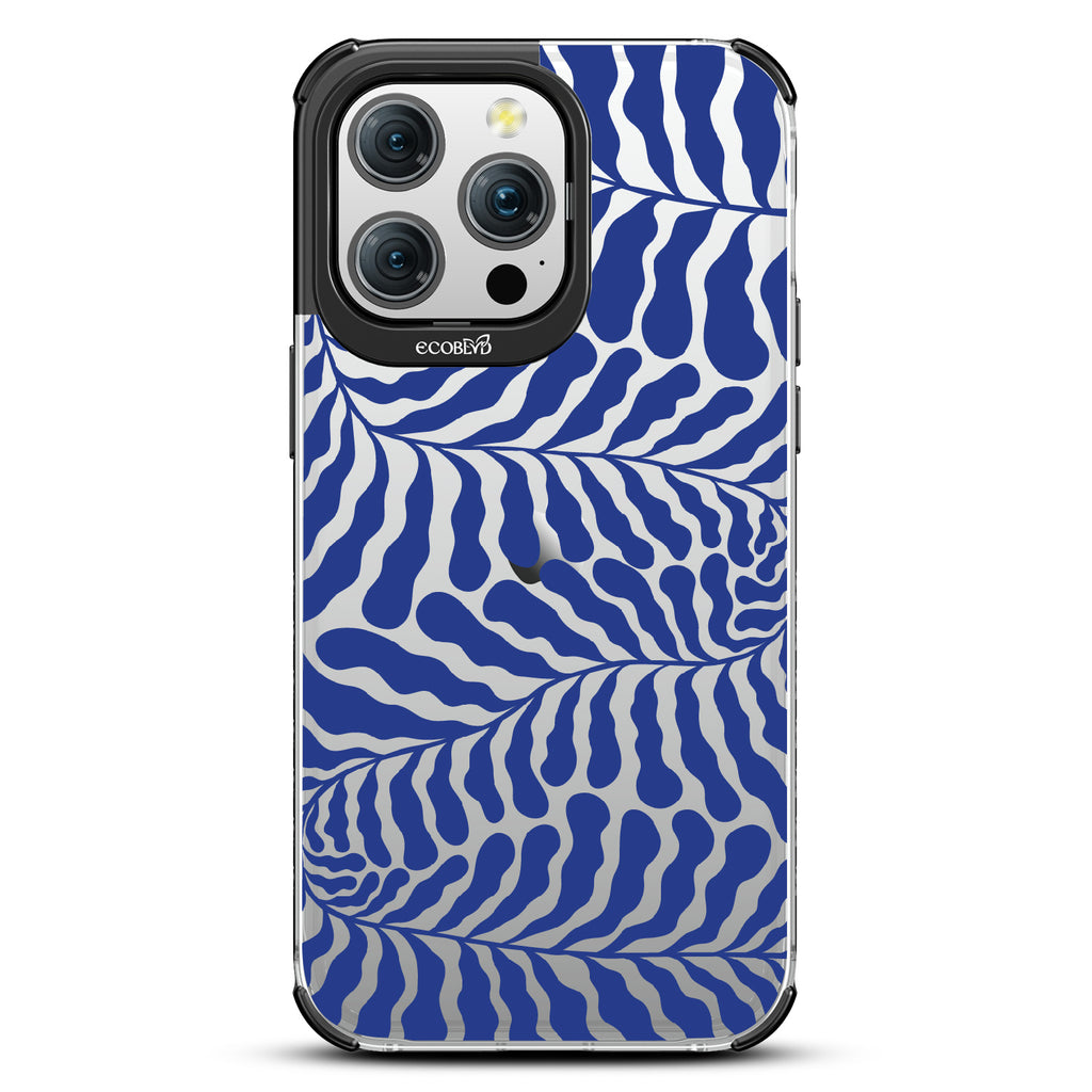 Blue Lagoon - Abstract Tropical Blue Seaweed - Eco-Friendly Clear iPhone 15 Pro Max Case With Black Rim