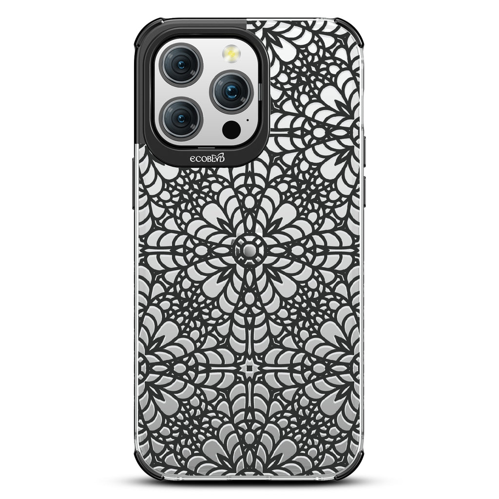 A Lil' Dainty - Intricate Lace Tapestry - Eco-Friendly Clear iPhone 15 Pro Max Case With Black Rim 