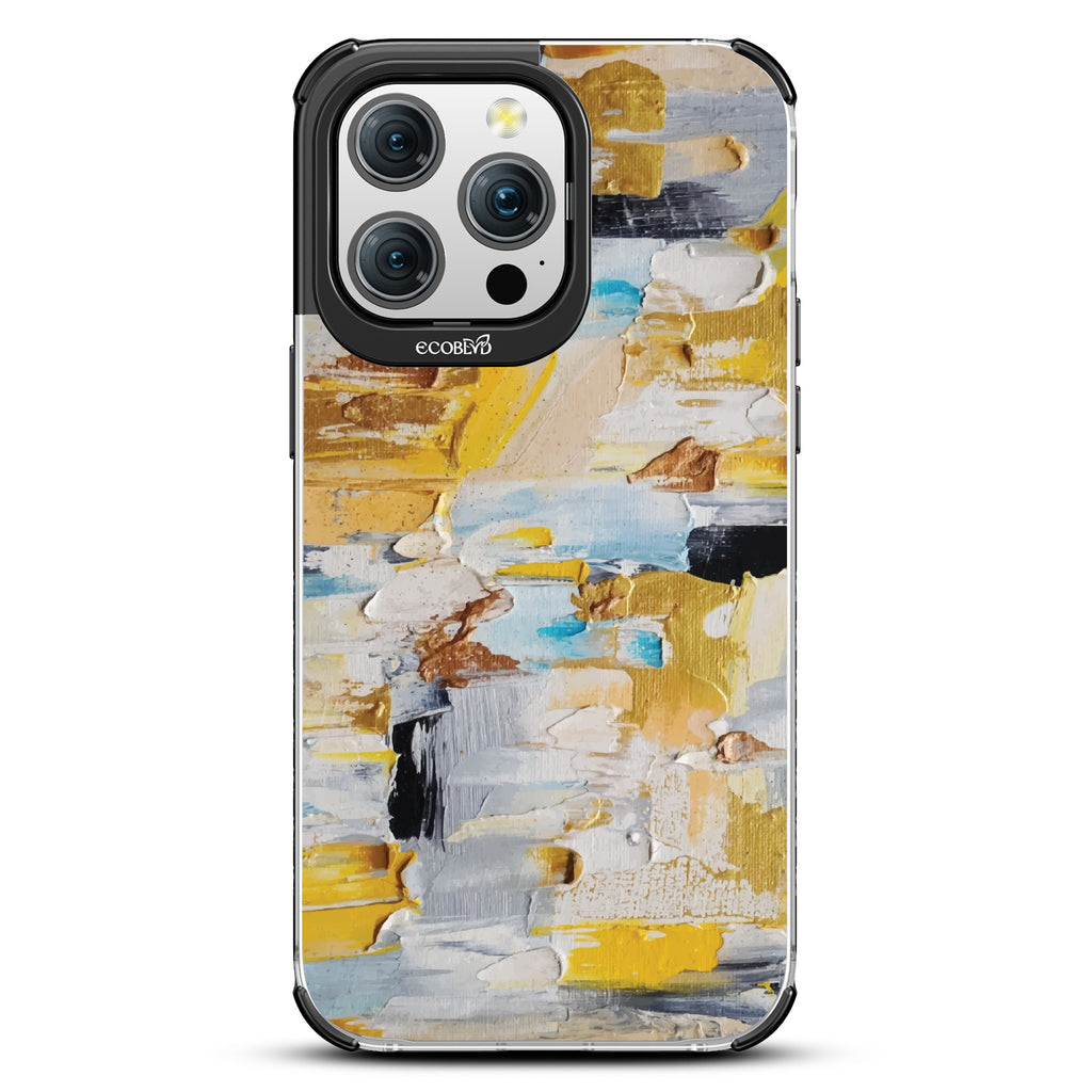 iPhone 15 Pro Max case, clear eco-friendly phone case with black ridges, back view, Lighten Up design