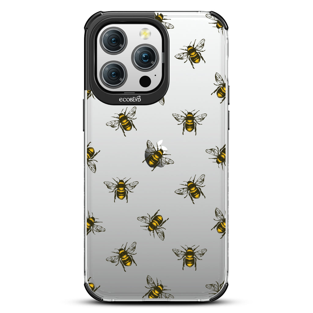 Bees - Honey Bees - Eco-Friendly Clear iPhone 15 Pro Max Case With Black Rim