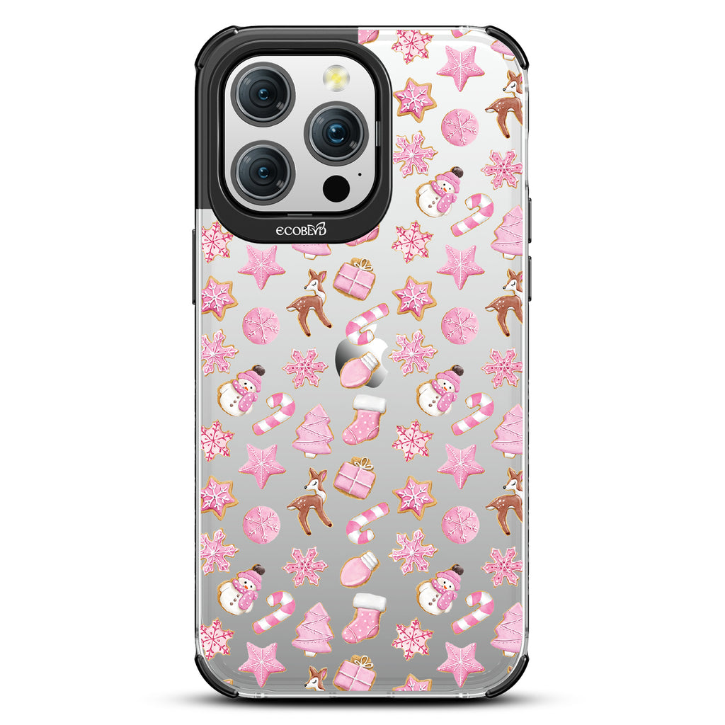 A Sweet Treat - Pink Holiday Cookies - Eco-Friendly Clear iPhone 15 Pro Max Case With Black Rim