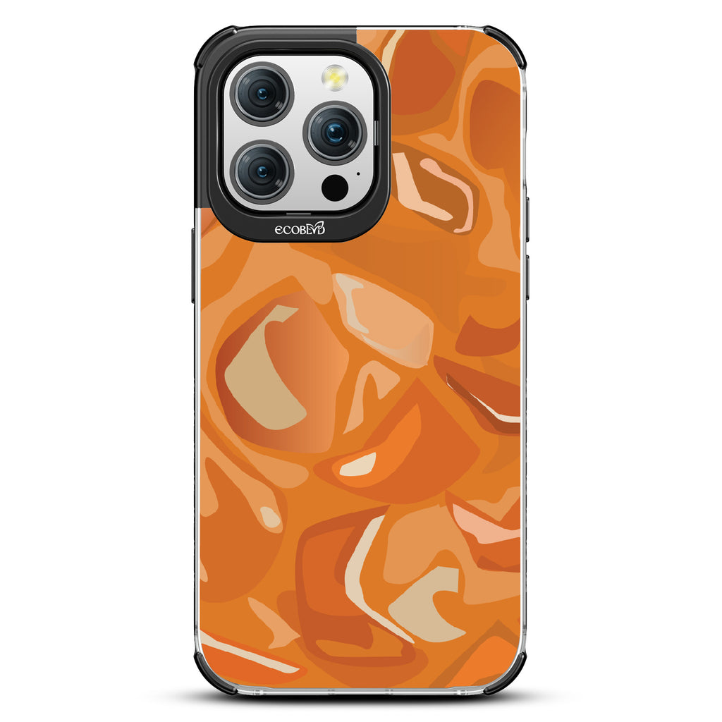 iPhone 15 Pro Max case, clear eco-friendly phone case with black ridges, back view, Cream & Sugar design