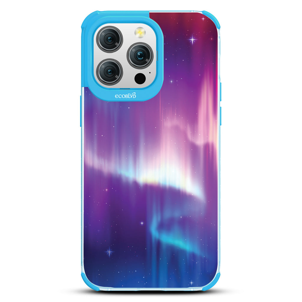 Aurora Borealis - Northern Lights In Night Sky - Eco-Friendly Clear iPhone 15 Pro Max Case With Blue Rim 