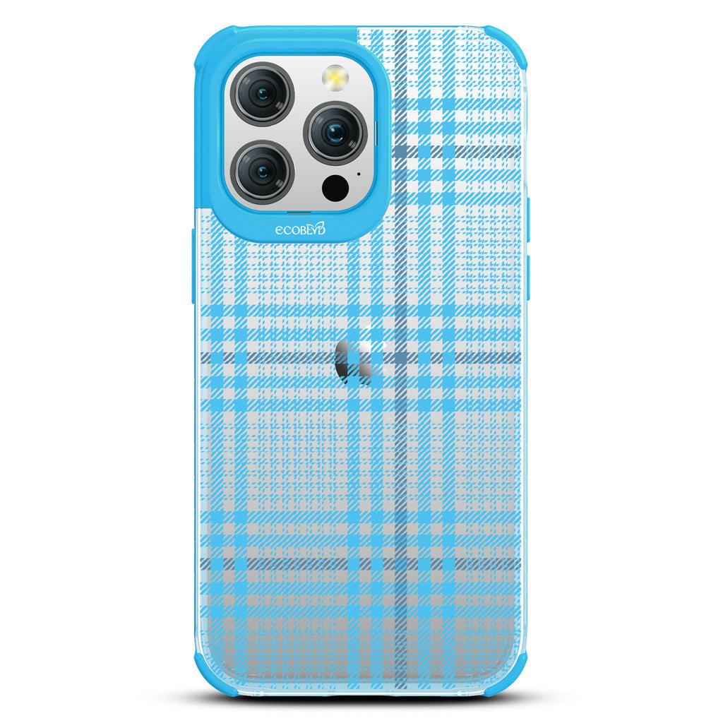 As If - Iconic Tartan Plaid - Eco-Friendly Clear iPhone 15 Pro Max Case With Blue Rim
