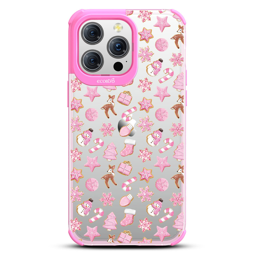 A Sweet Treat - Pink Holiday Cookies - Eco-Friendly Clear iPhone 15 Pro Max Case With Pink Rim