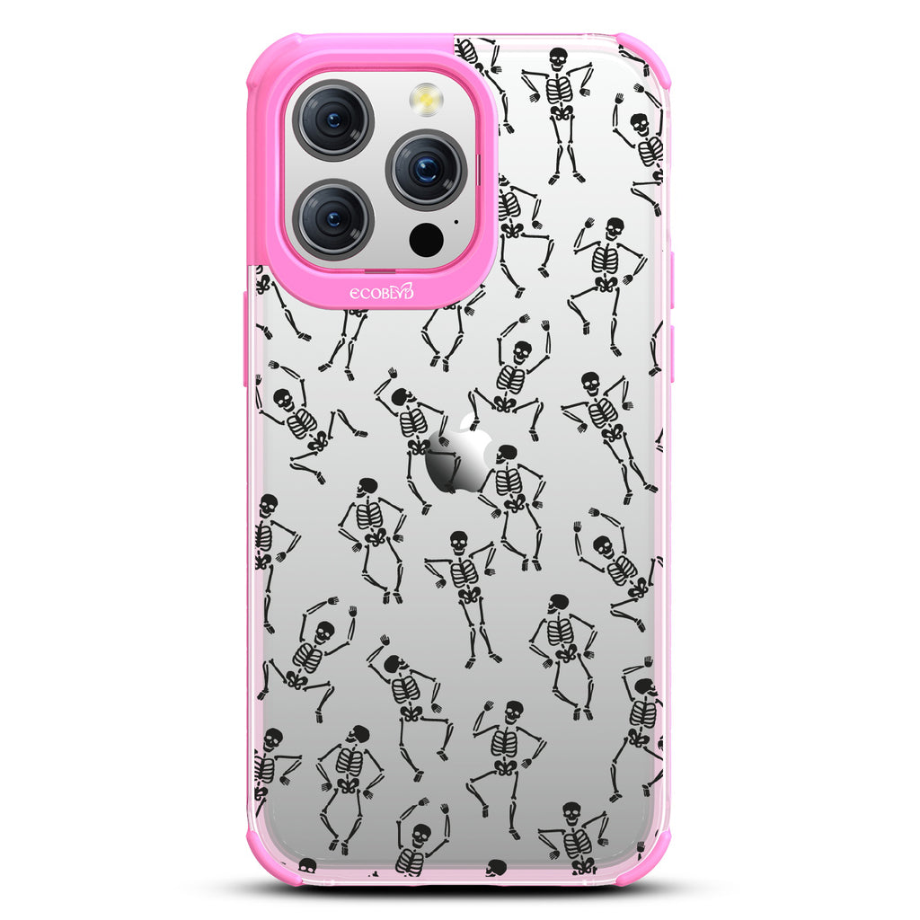 Boogie Man - Dancing Skeletons - Eco-Friendly Clear iPhone 15 Pro Max Case With Pink Rim