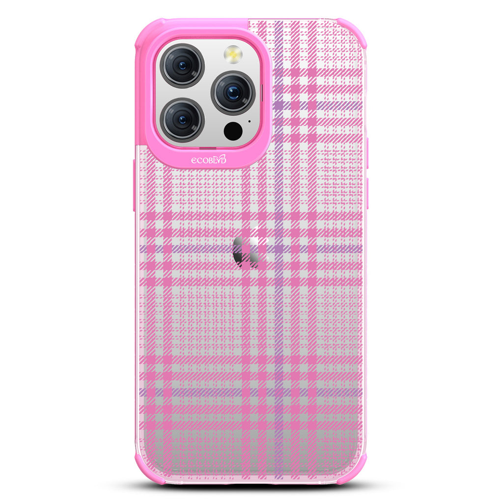 As If - Iconic Tartan Plaid - Eco-Friendly Clear iPhone 15 Pro Max Case With Pink Rim