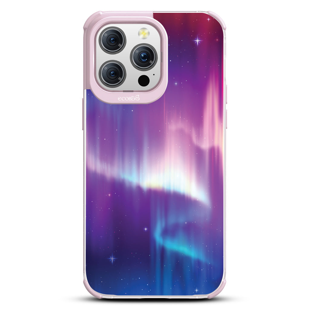 Aurora Borealis - Northern Lights In Night Sky - Eco-Friendly Clear iPhone 15 Pro Max Case With Pastel Lilac Rim 