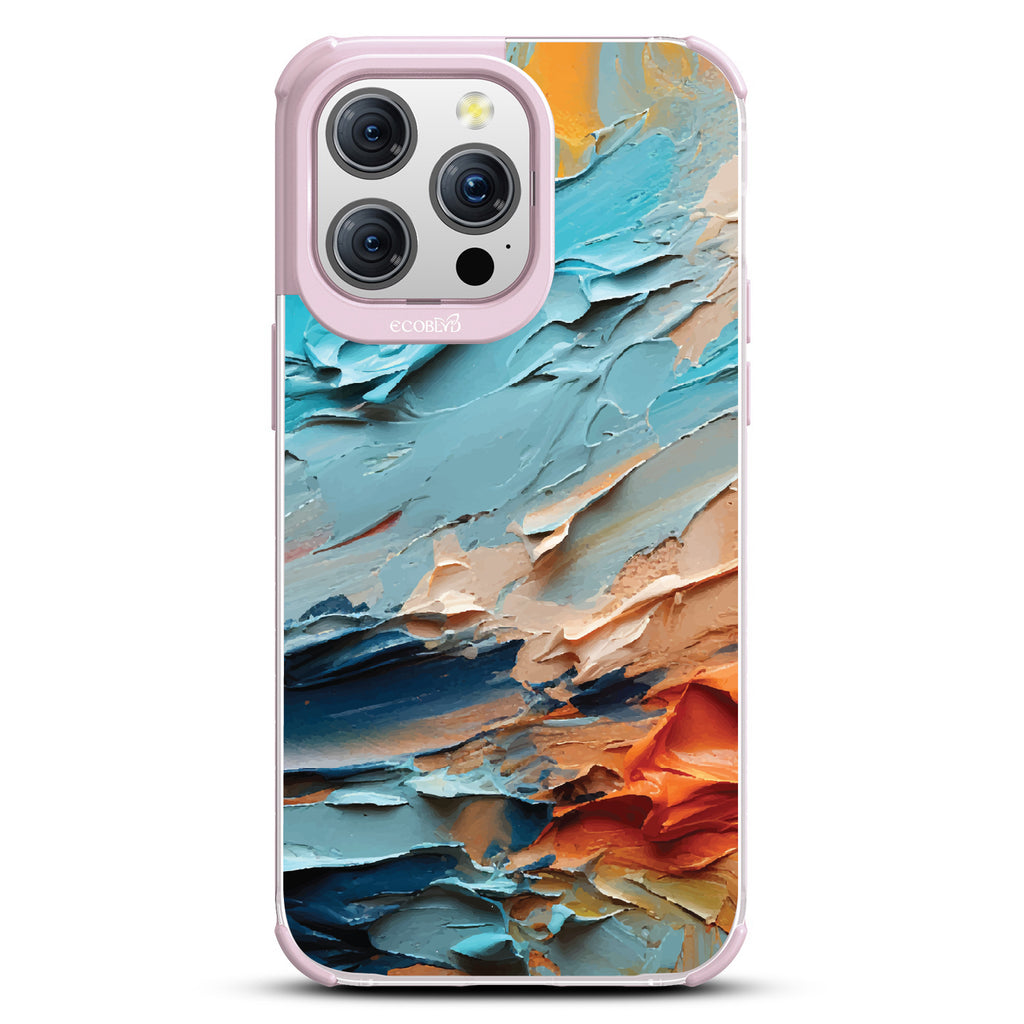 iPhone 15 Pro Max case, clear eco-friendly phone case with lilac ridges, back view, Frame of Mind design