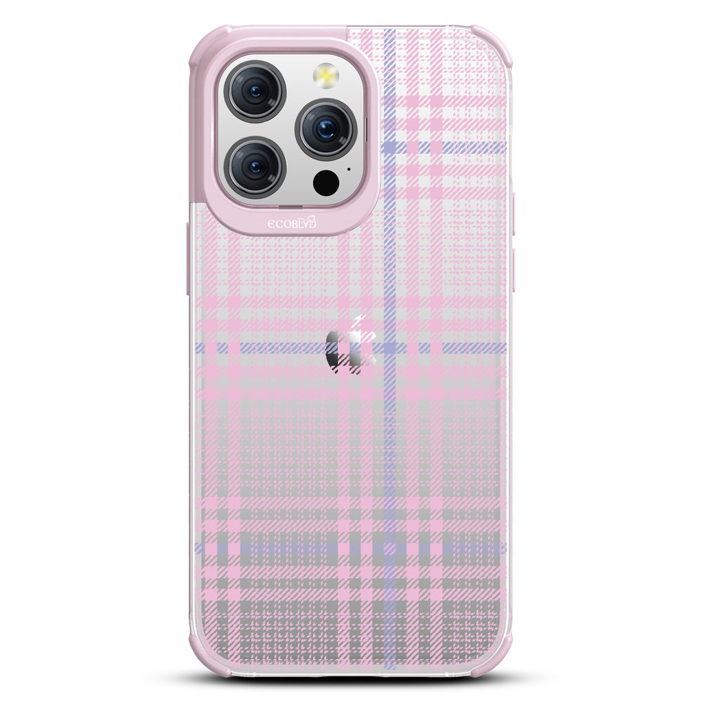 As If - Iconic Tartan Plaid - Eco-Friendly Clear iPhone 15 Pro Max Case With Pastel Lilac Rim