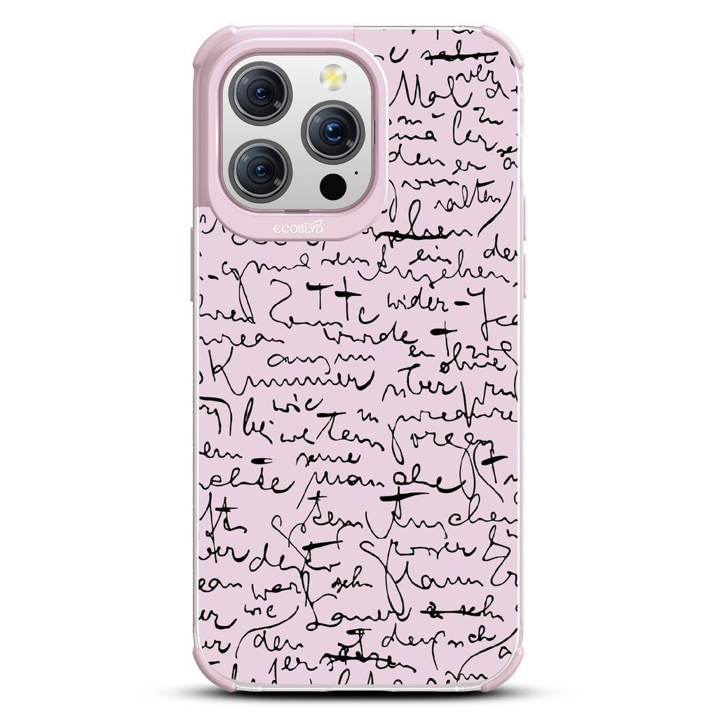 Beyond Words - Handwritten Note - Eco-Friendly Clear  iPhone 15 Pro Max Case With Pastel Lilac Rim 