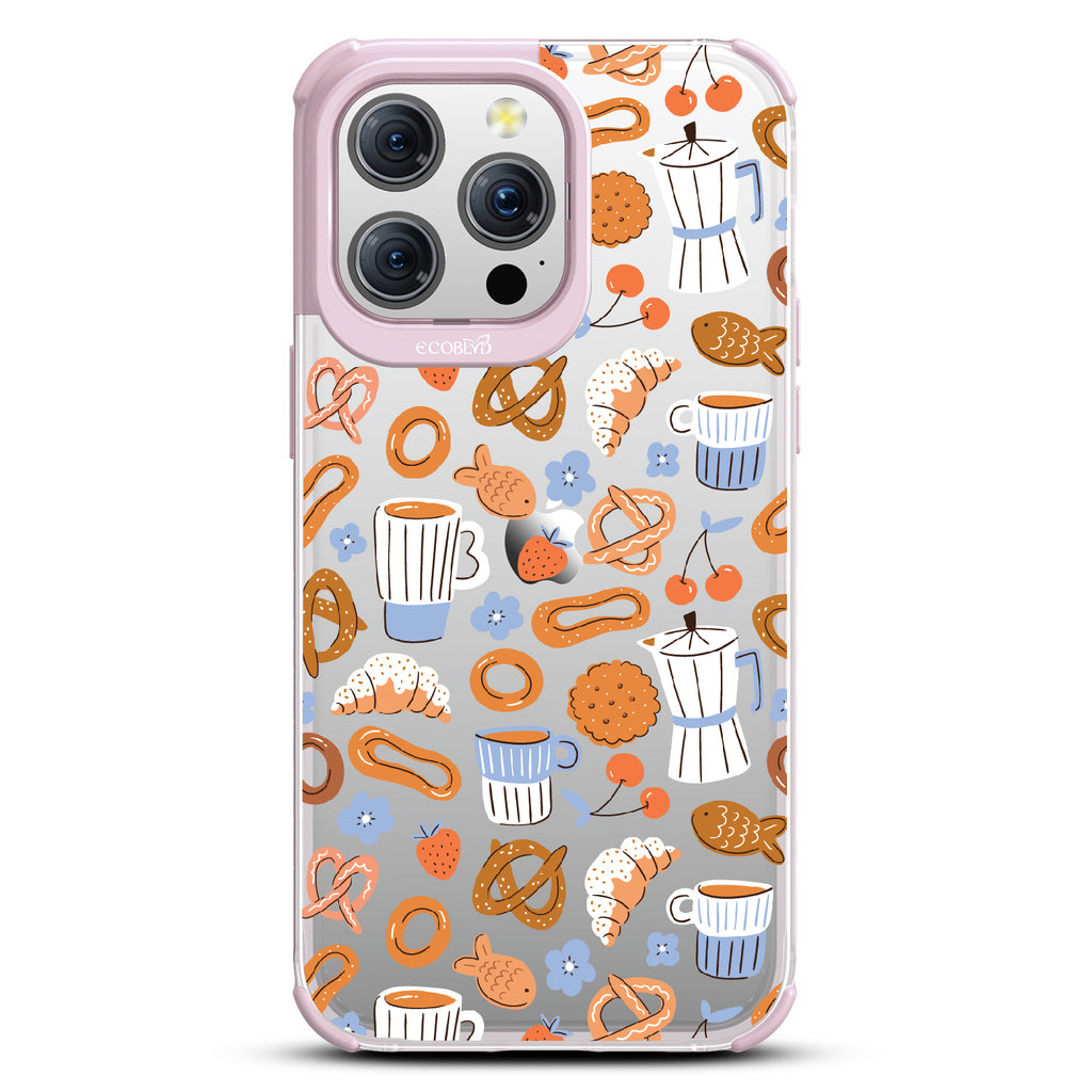 iPhone 15 Pro Max case, clear eco-friendly phone case with lilac ridges, back view, The Breakfast Club design