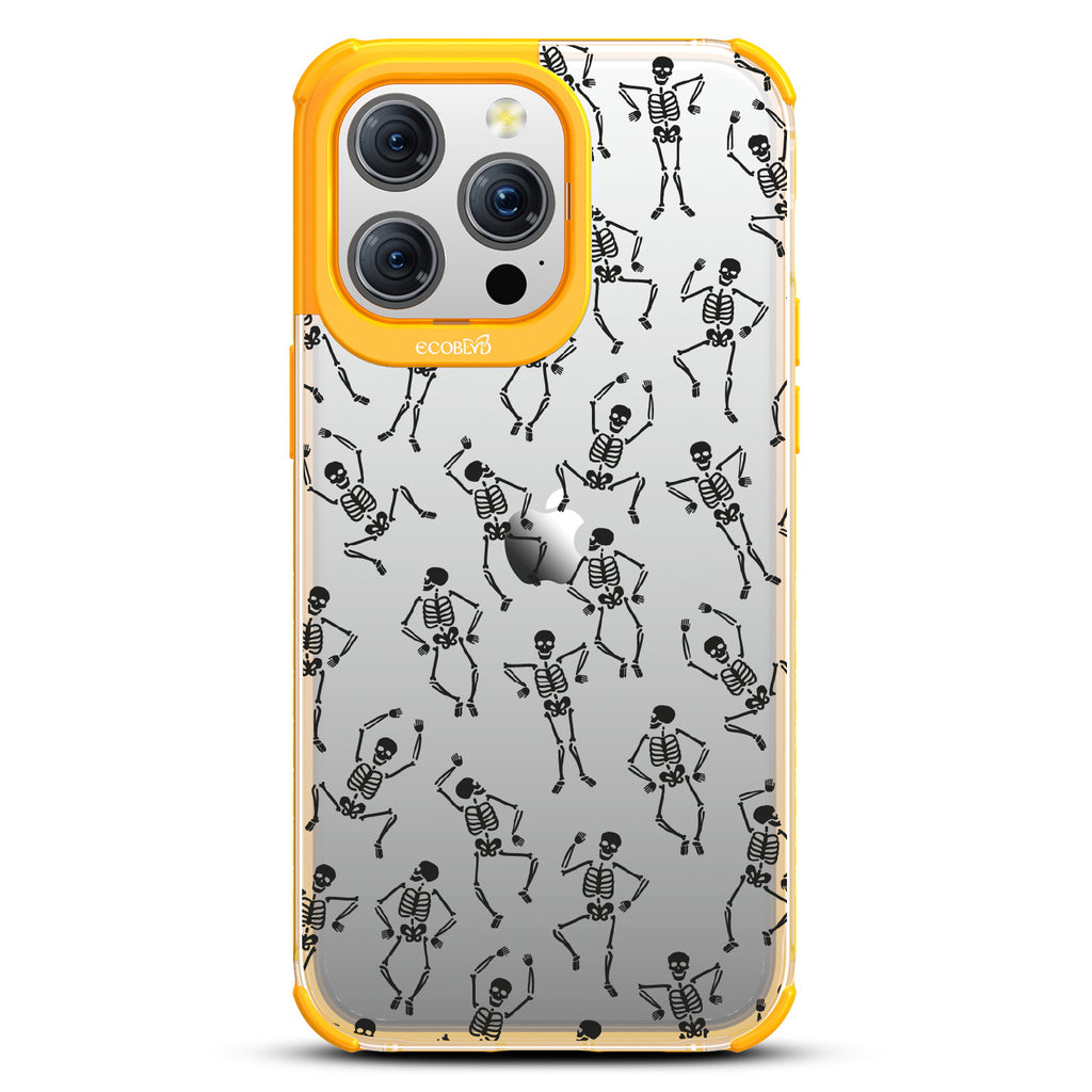 Boogie Man - Dancing Skeletons - Eco-Friendly Clear iPhone 15 Pro Max Case With Yellow Rim