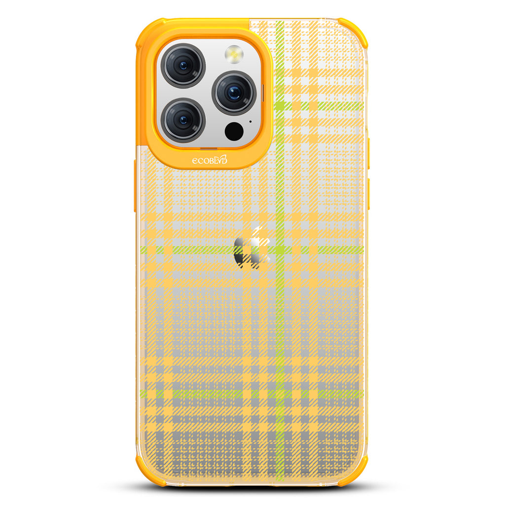 As If - Iconic Tartan Plaid - Eco-Friendly Clear iPhone 15 Pro Max Case With Yellow Rim