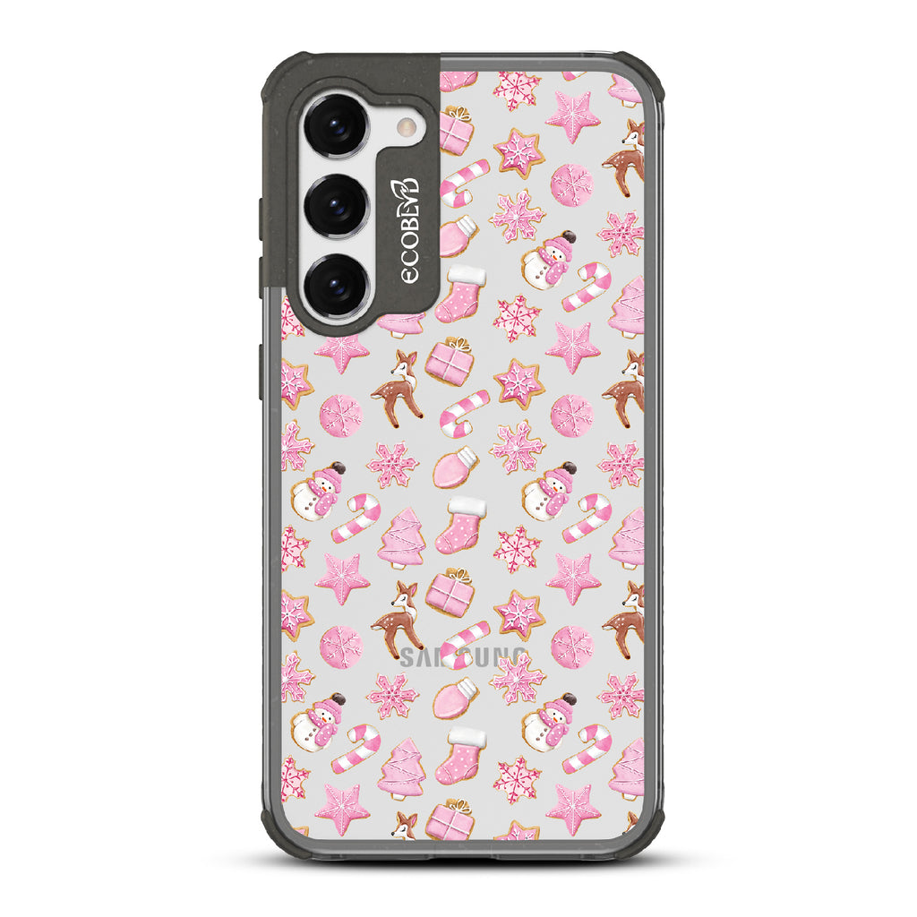 A Sweet Treat - Pink Holiday Cookies - Eco-Friendly Clear Samsung Galaxy S23 Plus Case With Black Rim