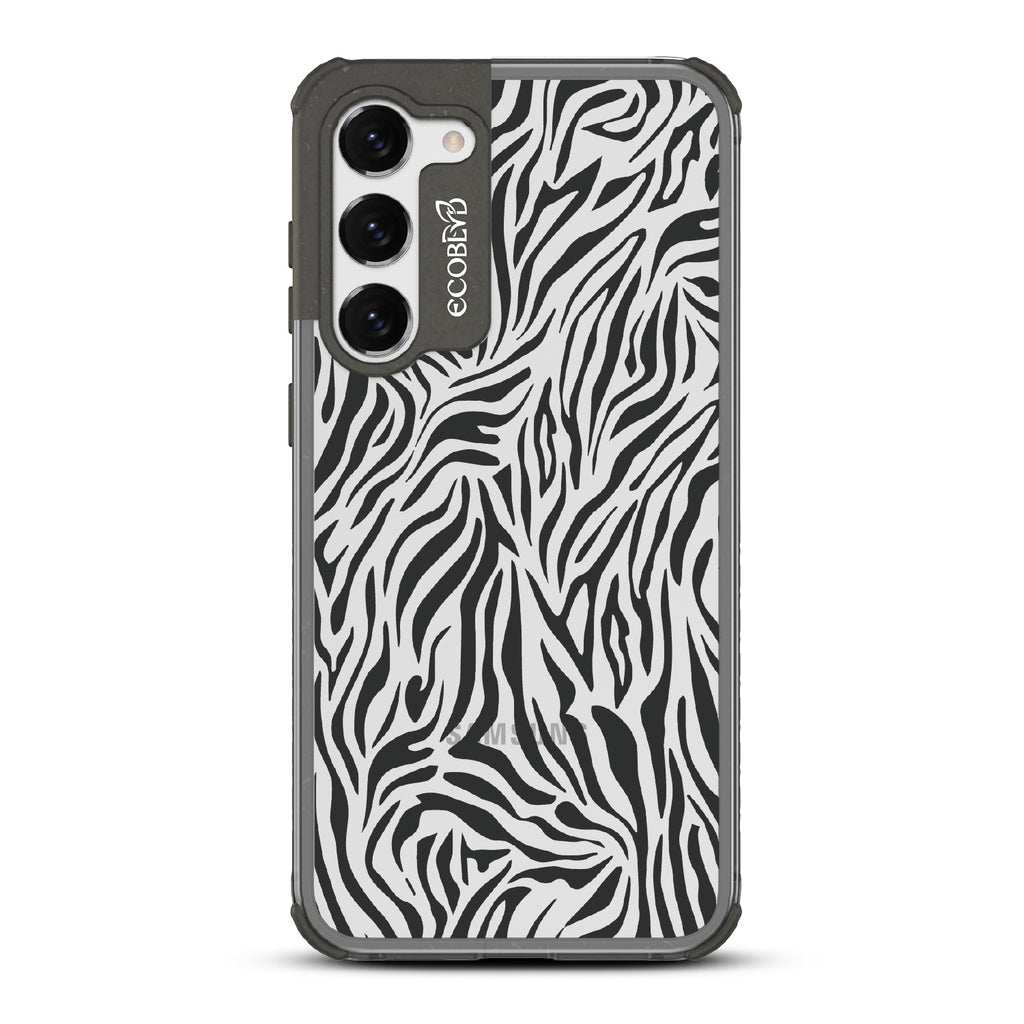 Zebra Print - Black Eco-Friendly Galxy S23 Case With Black Zebra Print On A Clear Back
