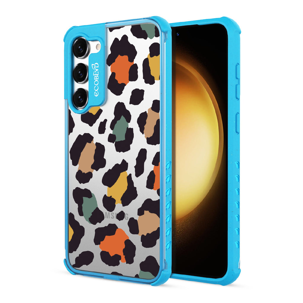 Cheetahlicious - Back View Of Blue & Clear Eco-Friendly Galaxy S23 Plus Case & A Front View Of The Screen