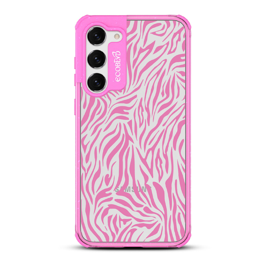 Zebra Print - Pink Eco-Friendly Galxy S23 Plus Case With Pink Zebra Print On A Clear Back