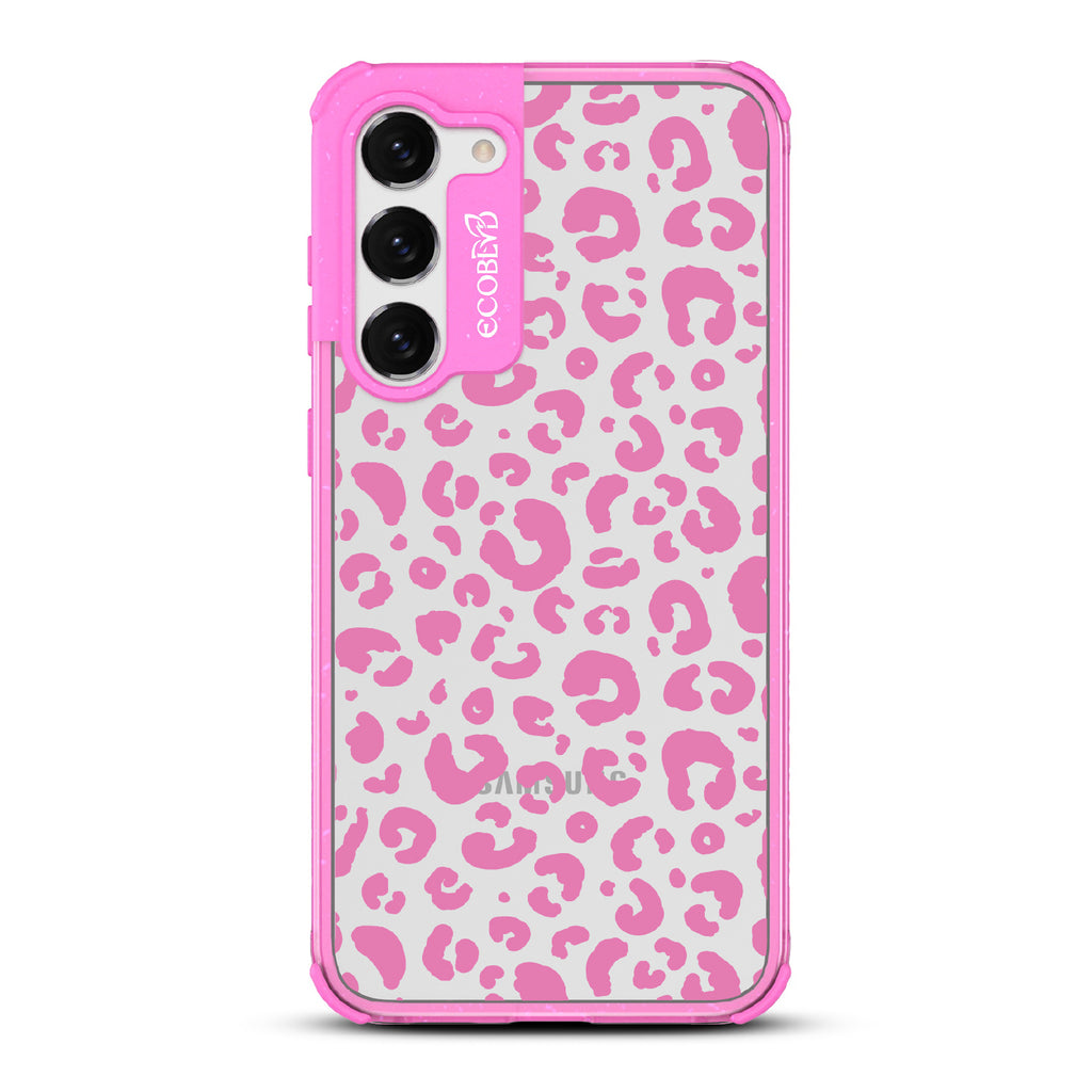 Spot On - Pink Eco-Friendly Galalxy S23 Plus Case With Leopard Print On A Clear Back