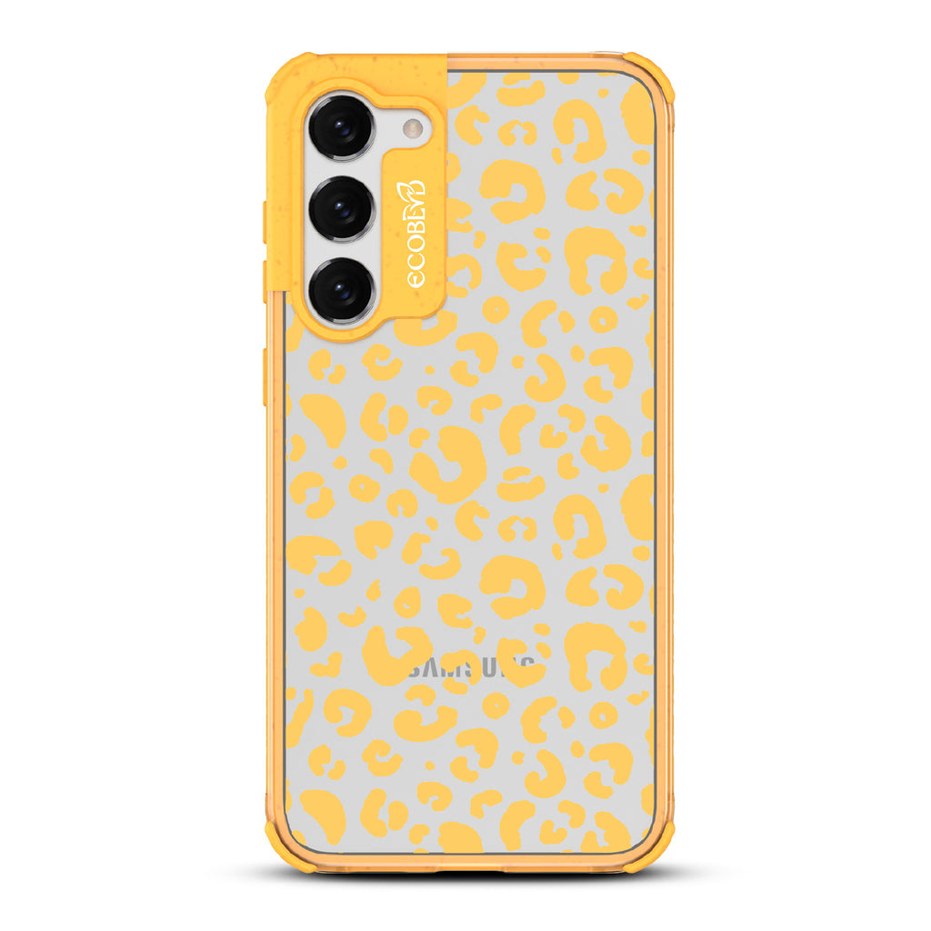 Spot On - Yellow Eco-Friendly Galalxy S23 Plus Case With Leopard Print On A Clear Back