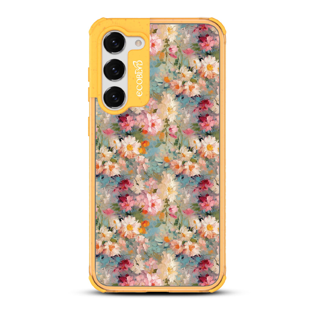 Samsung Galaxy S23 case, clear eco-friendly phone case with ye ridges, back view, Perennial designlow