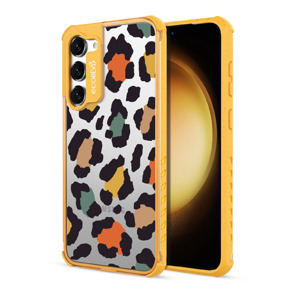 Cheetahlicious - Back View Of Yellow & Clear Eco-Friendly Galaxy S23 Plus Case & A Front View Of The Screen