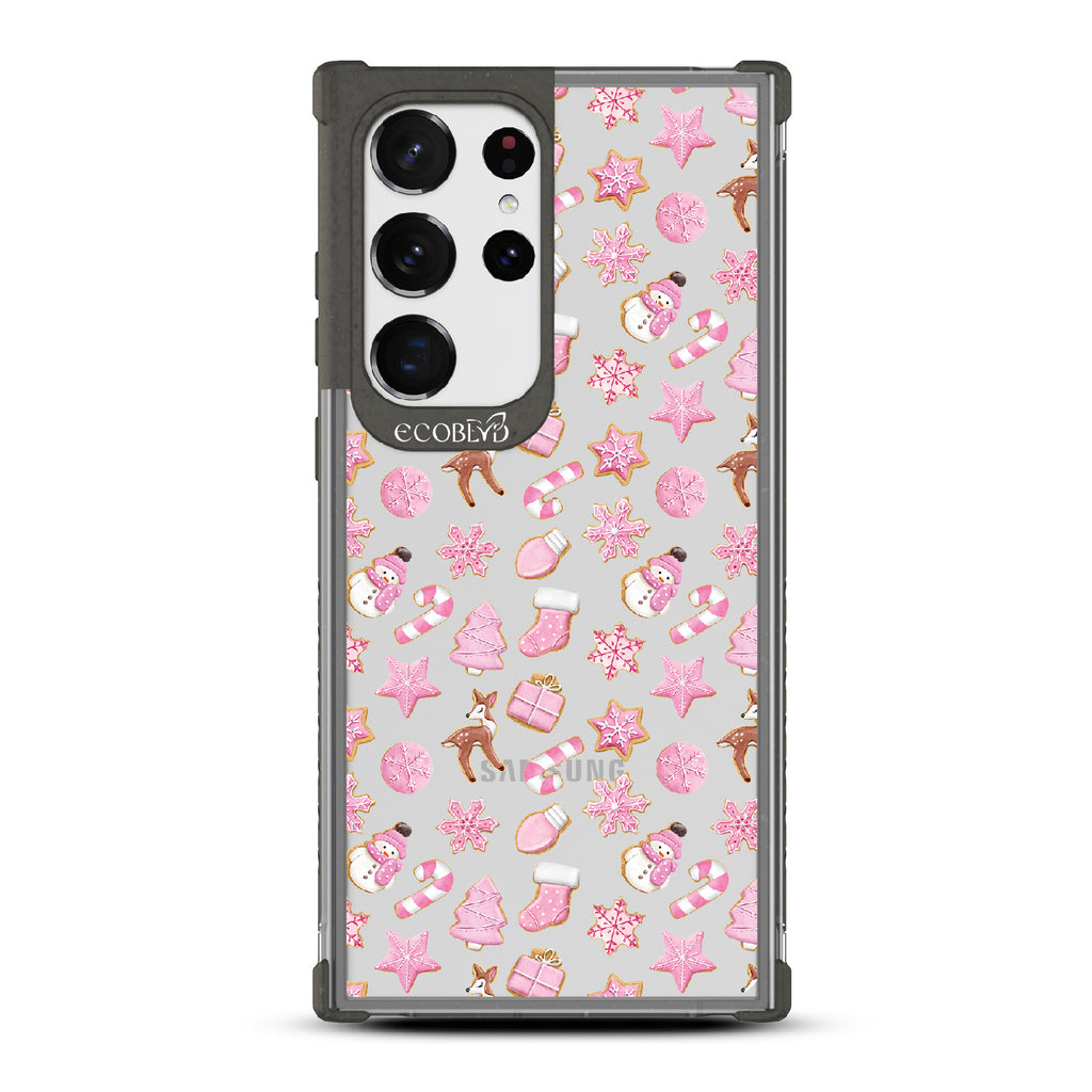 A Sweet Treat - Pink Holiday Cookies - Eco-Friendly Clear Samsung Galaxy S23 Ultra Case With Black Rim
