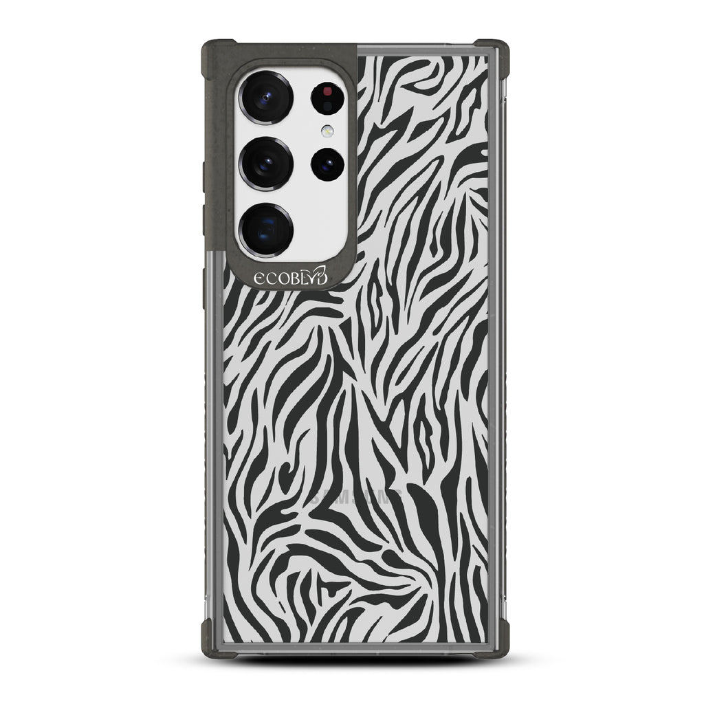 Zebra Print - Black Eco-Friendly Galxy S23 Ultra Case With Black Zebra Print On A Clear Back
