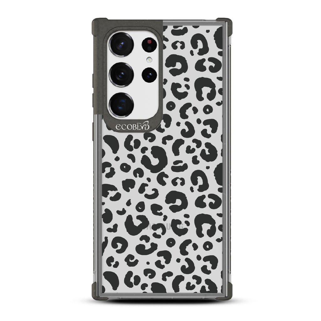 Spot On - Black Eco-Friendly Galalxy S23 Ultra Case With Leopard Print On A Clear Back