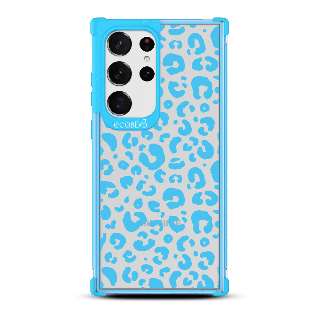 Spot On - Blue Eco-Friendly Galalxy S23 Ultra Case With Leopard Print On A Clear Back