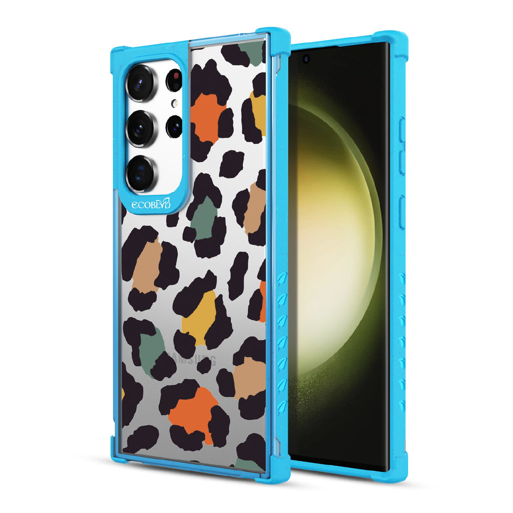 Cheetahlicious - Back View Of Blue & Clear Eco-Friendly Galaxy S23 Ultra Case & A Front View Of The Screen