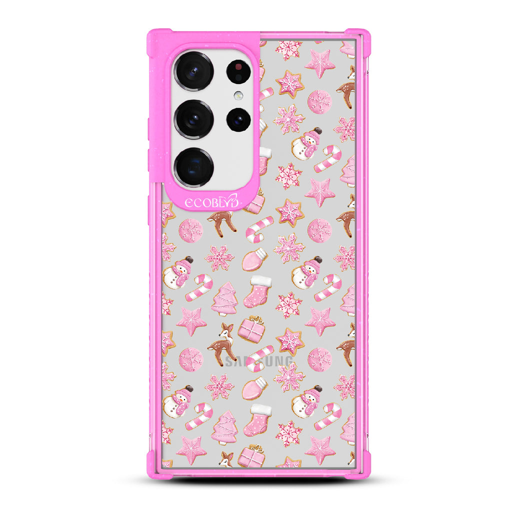A Sweet Treat - Pink Holiday Cookies - Eco-Friendly Clear Samsung Galaxy S23 Ultra Case With Pink Rim