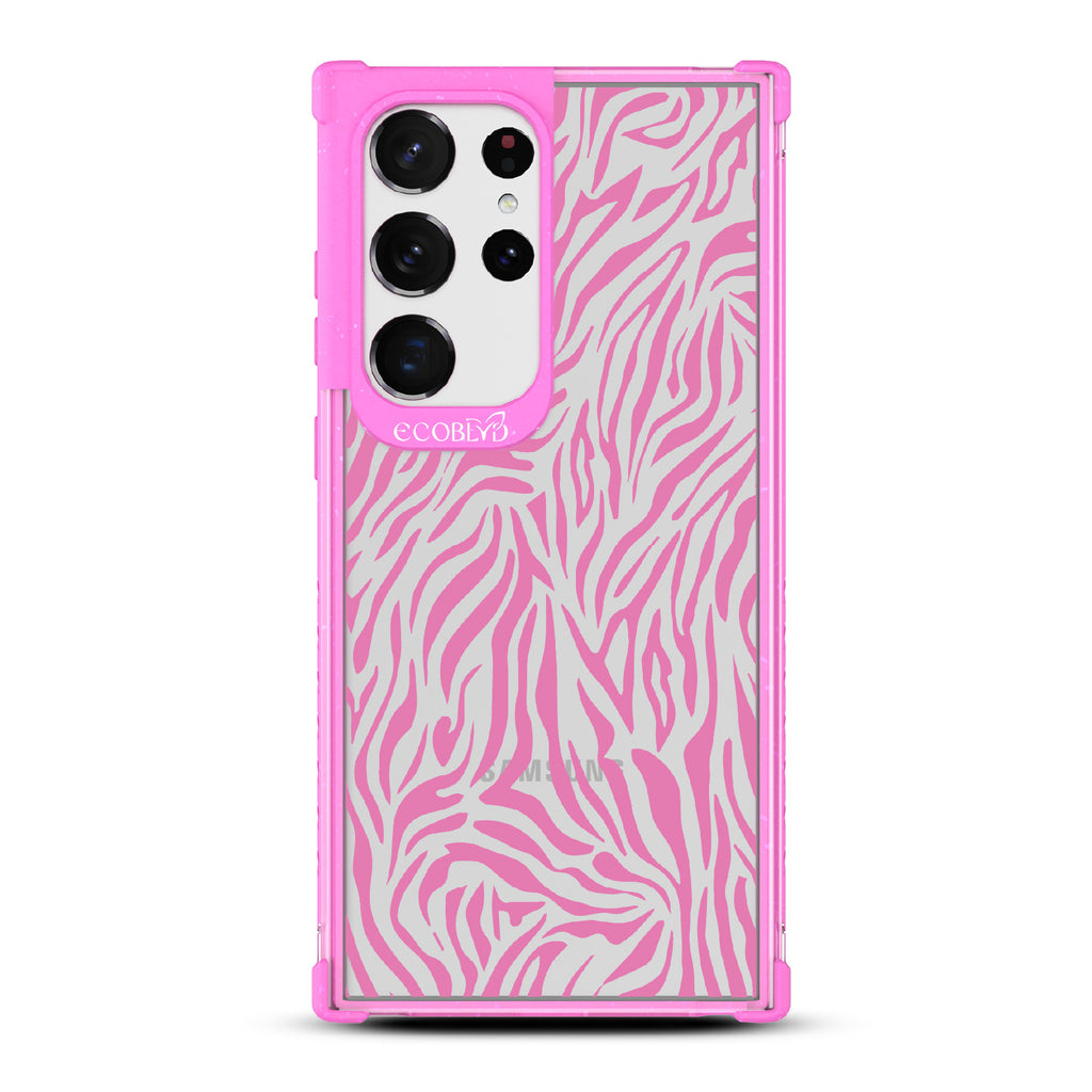 Zebra Print - Pink Eco-Friendly Galxy S23 Ultra Case With Pink Zebra Print On A Clear Back