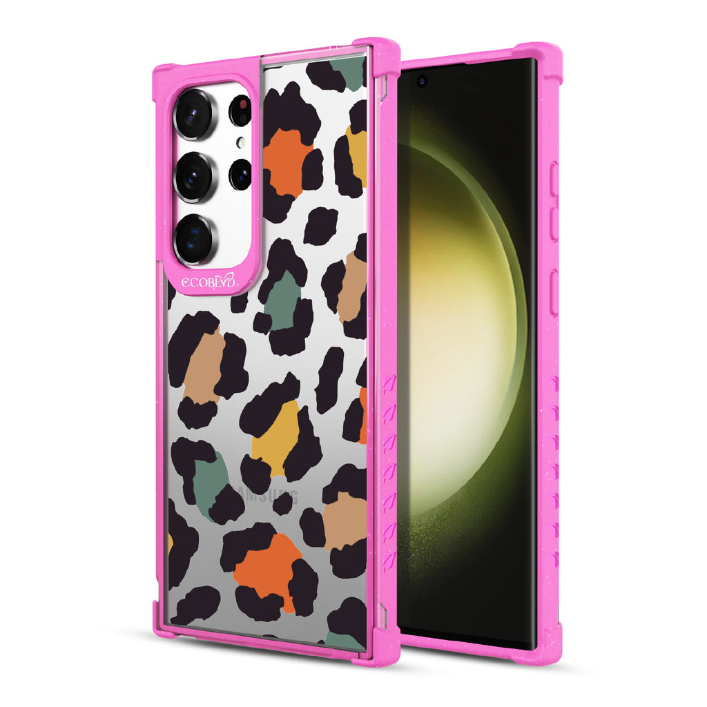 Cheetahlicious - Back View Of Pink & Clear Eco-Friendly Galaxy S23 Ultra Case & A Front View Of The Screen