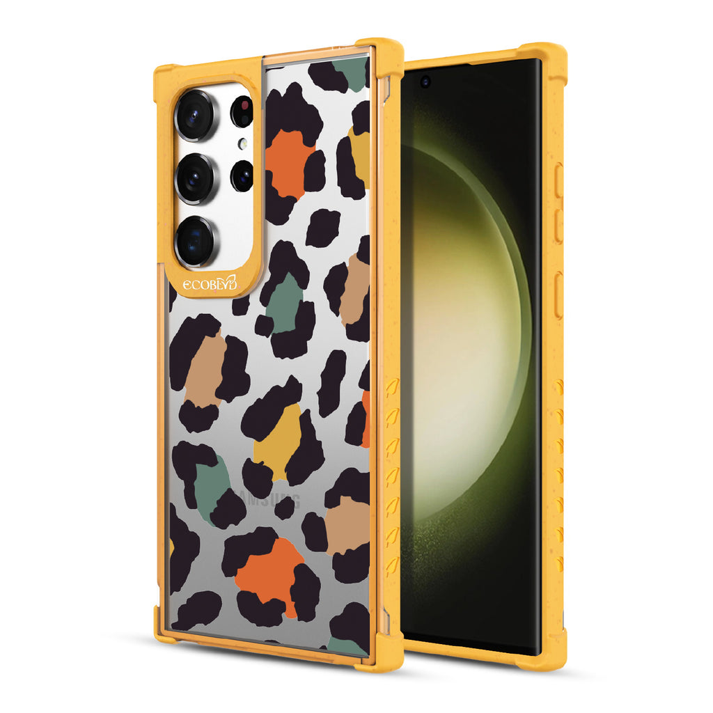 Cheetahlicious - Back View Of Yellow & Clear Eco-Friendly Galaxy S23 Ultra Case & A Front View Of The Screen