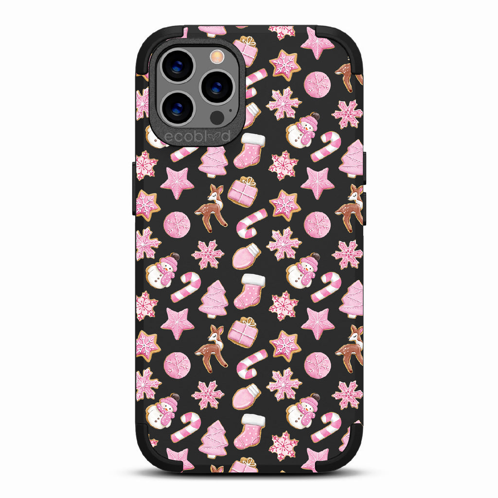 A Sweet Treat - Pink Holiday Cookies - Eco-Friendly Rugged Black iPhone 12/12 Pro Case