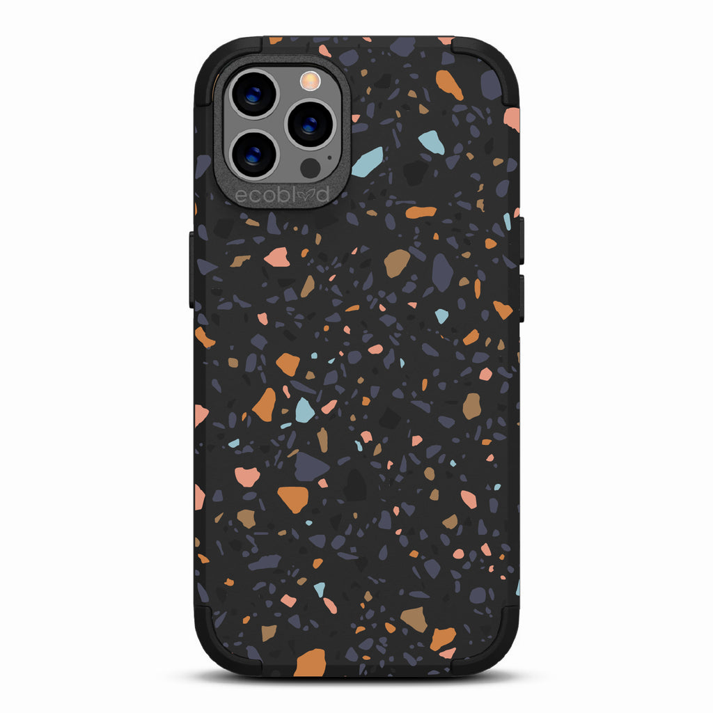 Terrazzo - Black Rugged Eco-Friendly iPhone 12/12 Pro With A Speckled Terrazzo Pattern