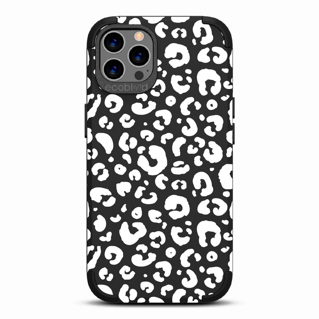 Spot On - Black Rugged Eco-Friendly iPhone 12/12 Pro Case With Leopard Print On Back