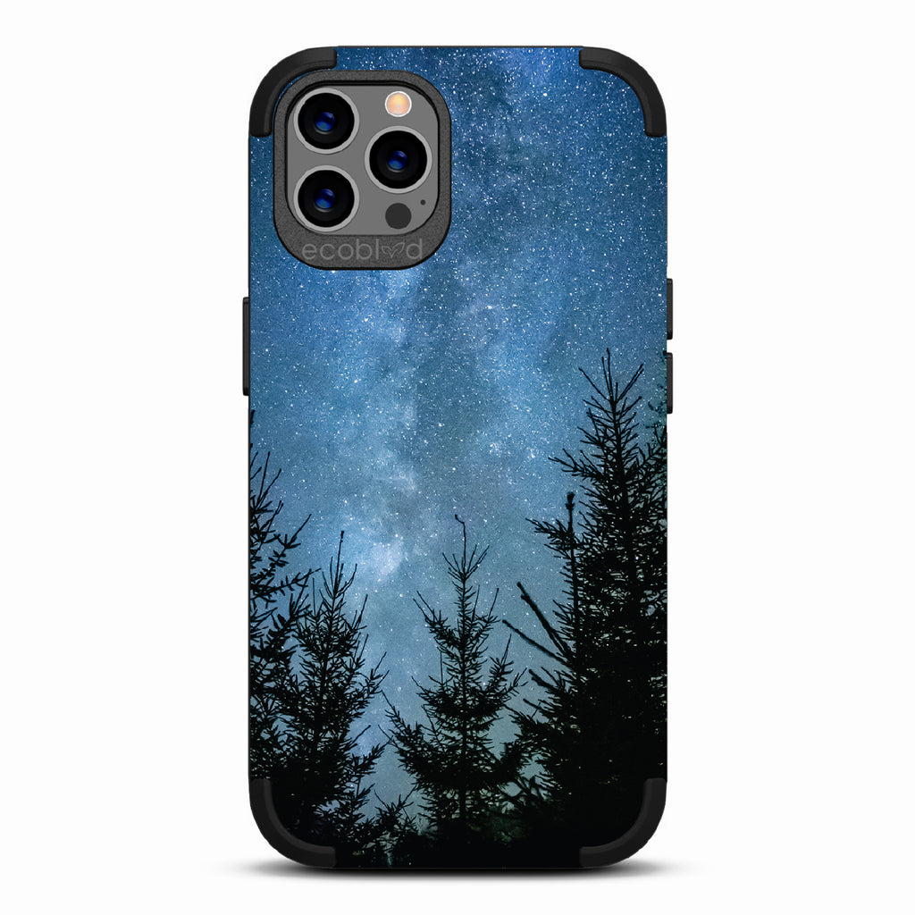 Stargazing - Black Rugged Eco-Friendly iPhone 12/12 Pro Case With Star-Filled Night Sky In The Woods