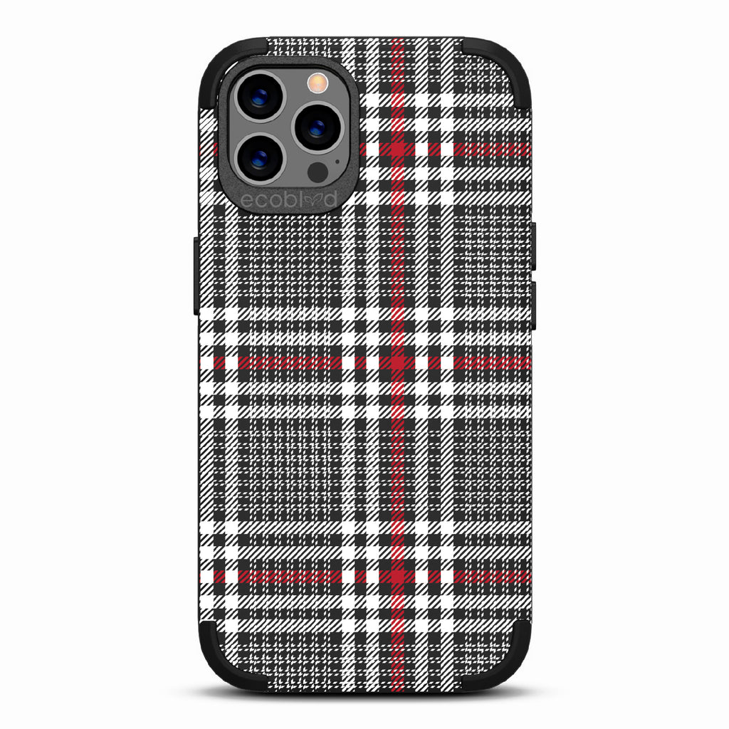   As If - Black Rugged Eco-Friendly iPhone 12/12 Pro Case With Iconic Tartan Plaid Print On Back